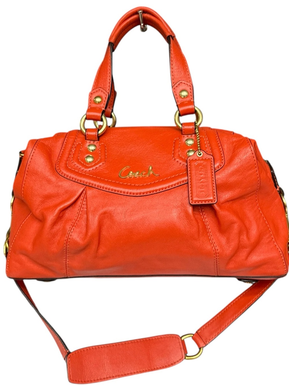 Vintage Coach Ashley Satchel Bright Orange Leather Satchel 2 Way Shoulder Bag